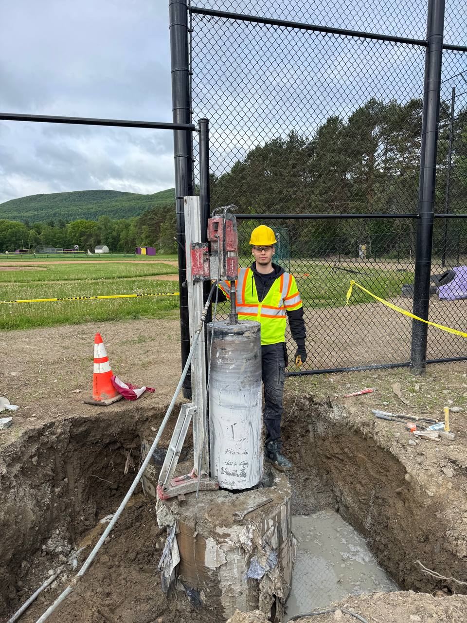 Core drilling operation on construction site