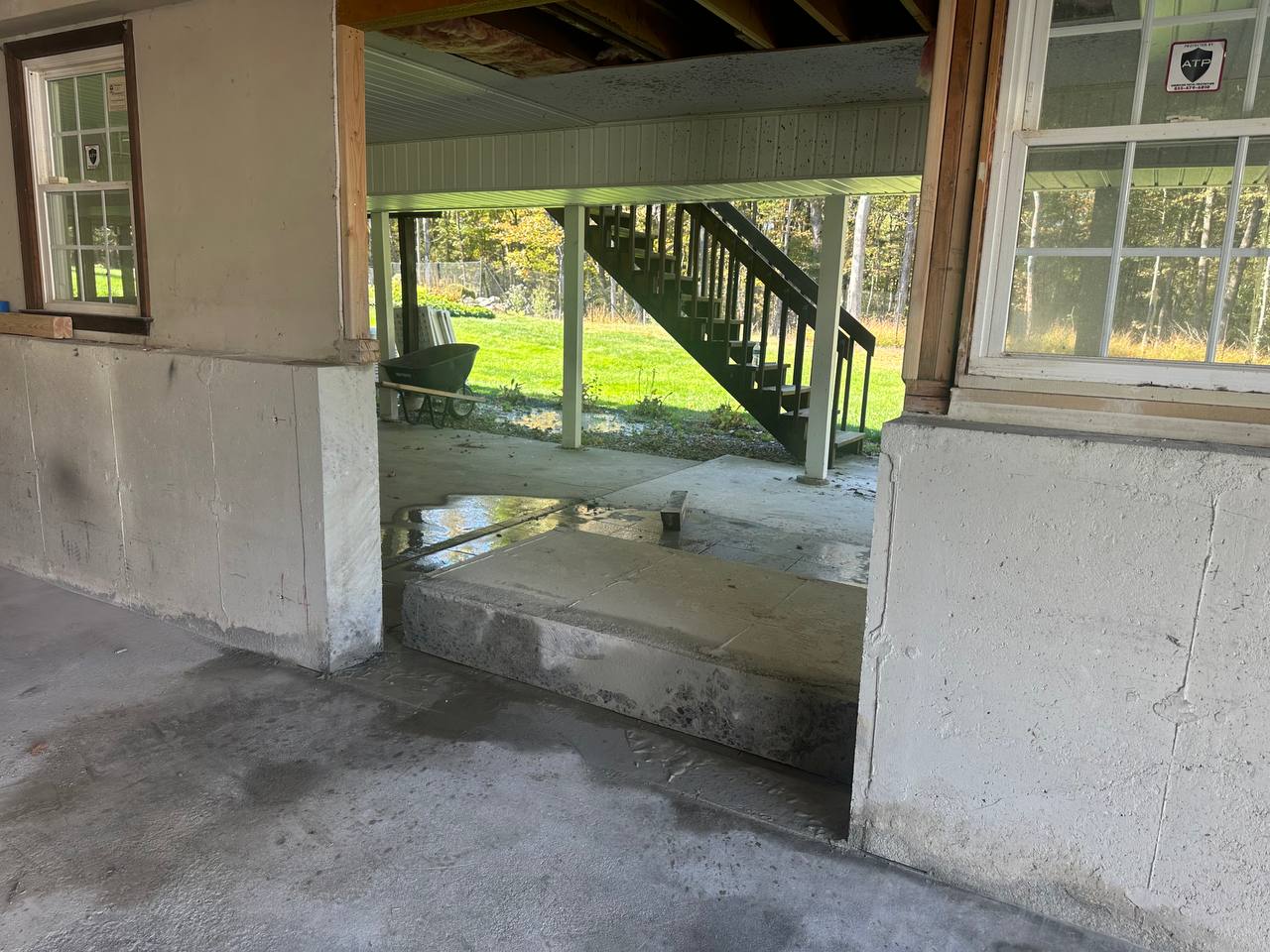 Concrete foundation wall opening for basement egress window installation